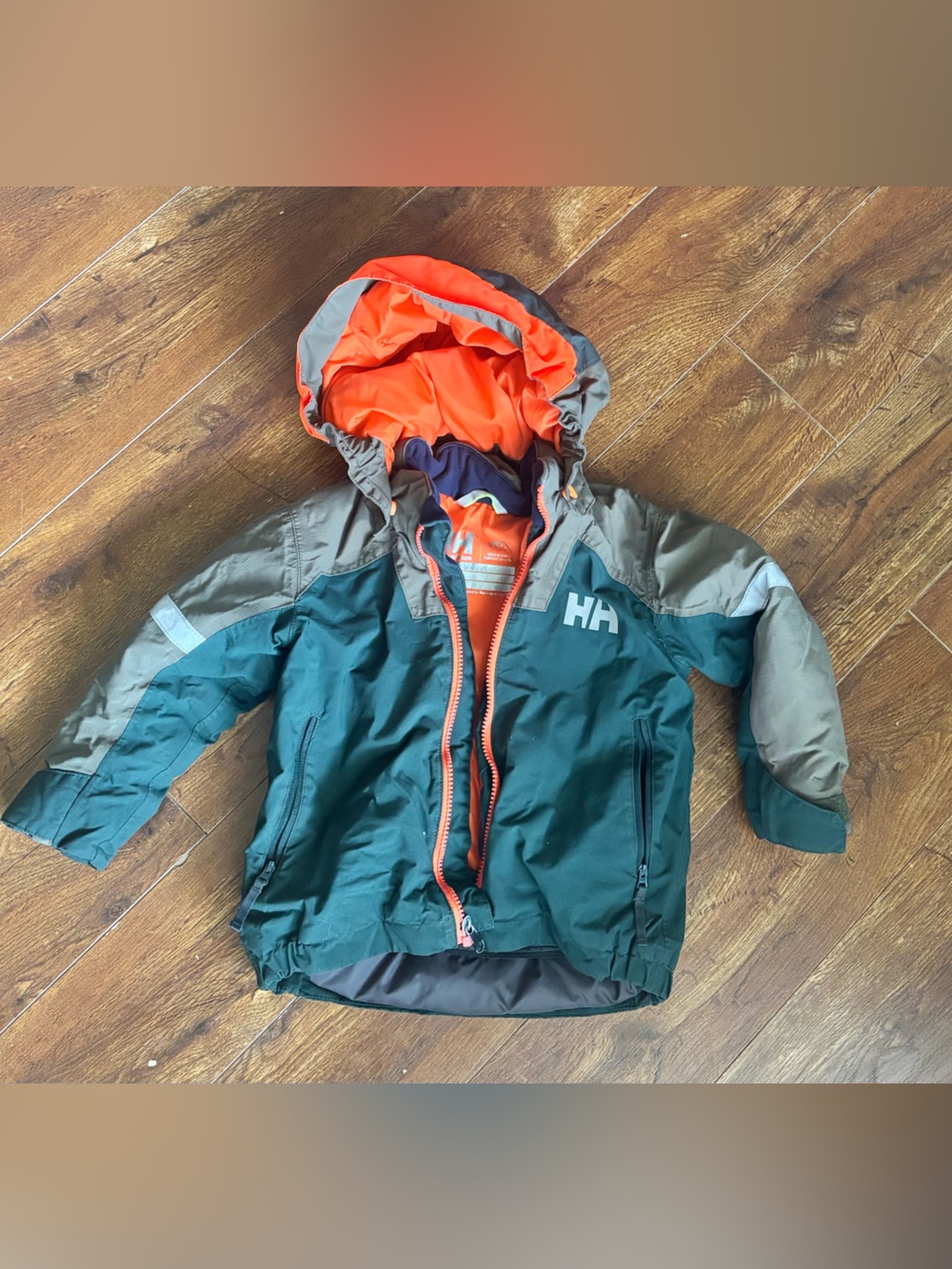 Helly Hansen Kids Waterproof Hooded Jacket - Teal & Orange